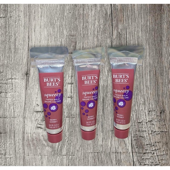 Burts Bees Squeezy Tinted Balm Berry Sorbet .43 Oz PACK OF 3 - Picture 1 of 2